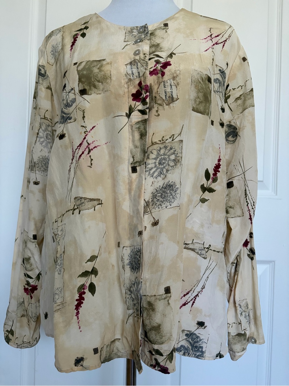 Smash + Tess Cream Floral-Print Button Front Top